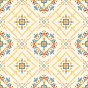 Vintage Ornamental Floral Diamond Tile Seamless Pattern Design