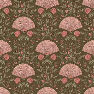 Vintage Art Deco Fan Floral Seamless Pattern Design