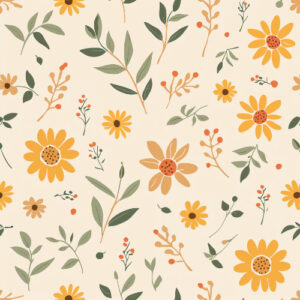 Sunny Daisy Wildflower Botanical Seamless Pattern Design