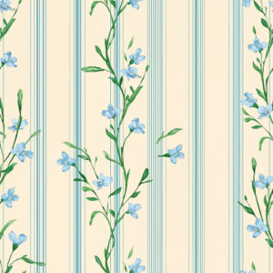 Delicate Blue Wildflower Stripe Botanical Seamless Pattern Design