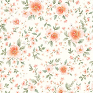 Delicate Peach Blossom Garden Floral Seamless Pattern Design