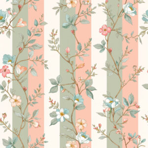 Vintage Botanical Blossom Seamless Pattern with Pastel Garden Branches