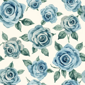 Elegant Blue Rose Seamless Floral Pattern with Classic Botanical Style