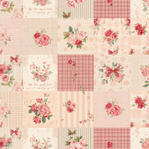 Vintage Patchwork Rose Seamless Pattern with Romantic Floral Quilt Design