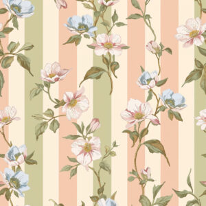 Vintage Floral Striped Botanical Seamless Pattern Design