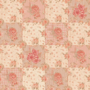Vintage Rose Patchwork Seamless Pattern with Romantic Floral Quilt Design