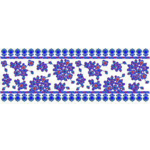 Vibrant Floral Cluster Lace Border Embroidery Design