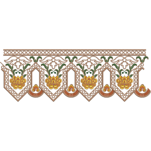 Decorative Geometric Arch Floral Lace Border Embroidery Design