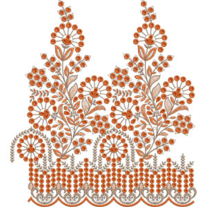 Elegant Floral Vine Scalloped Lace Embroidery Border Design
