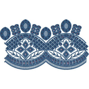 Contemporary Geometric Floral Scalloped Lace Border Embroidery Design