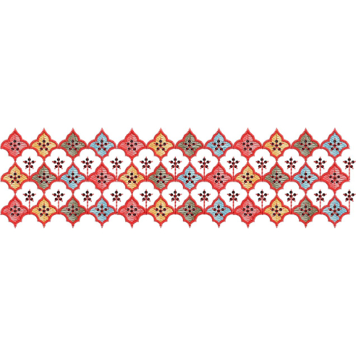Multicolor Moroccan Trellis Lace Border Embroidery Design