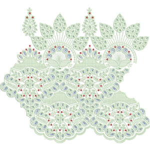 Intricate Floral Medallion Scalloped Lace Embroidery Border Design