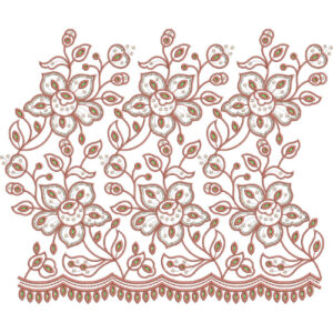 Graceful Floral Vine Scalloped Lace Embroidery Border Design