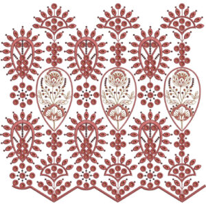 Ornate Paisley Floral Scalloped Lace Embroidery Border Design