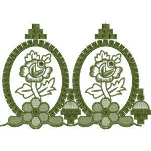 Elegant Oval Rose Motif Lace Embroidery Border Design