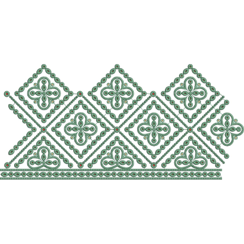 Geometric Diamond Floral Lace Embroidery Border Design