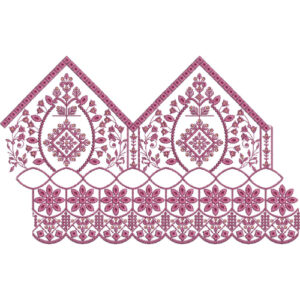 Decorative Floral House-Arch Scalloped Lace Embroidery Border Design