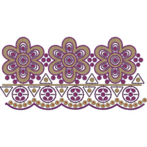 Bold Layered Floral Scalloped Lace Embroidery Border Design