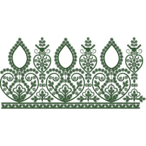 Elegant Teardrop Scroll Floral Lace Embroidery Border Design