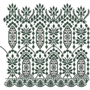 Ornamental Geometric Floral Arch Lace Embroidery Border Design