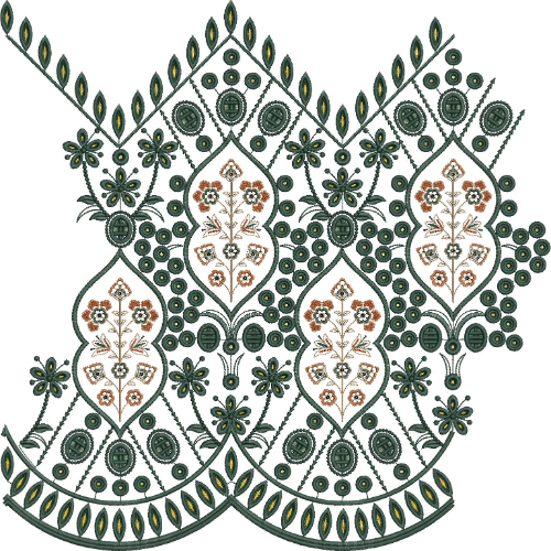 Decorative Floral Paisley Arch Lace Embroidery Border Design