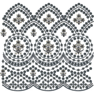 Intricate Circular Medallion Arch Lace Embroidery Border Design