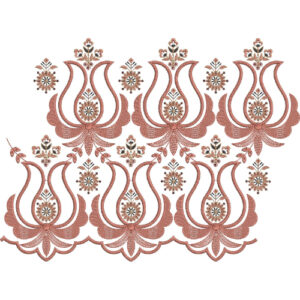 Ornamental Tulip Motif Floral Lace Embroidery Border Design
