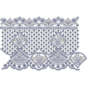 Geometric Lattice Floral Scalloped Lace Embroidery Border Design