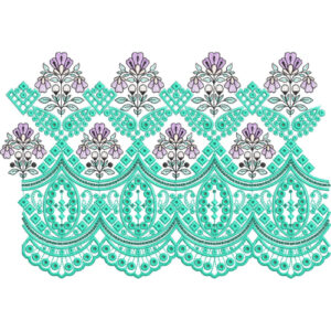 Decorative Floral Geometric Scalloped Lace Embroidery Border Design