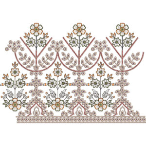 Delicate Floral Vine Scalloped Lace Embroidery Border Design