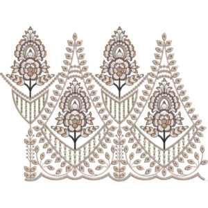 Elegant Layered Floral Motif Scalloped Lace Embroidery Border Design