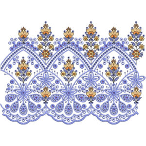 Elegant Arch Floral Paisley Scalloped Lace Embroidery Border Design