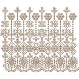 Classic Floral Motif Scalloped Lace Embroidery Border Design