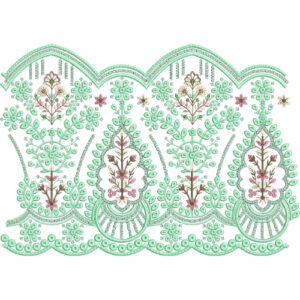 Elegant Floral Paisley Arch Scalloped Lace Embroidery Border Design