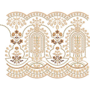 Ornamental Arch Teardrop Floral Scalloped Lace Embroidery Border Design