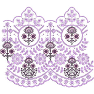 Delicate Floral Medallion Scalloped Lace Embroidery Border Design