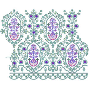 Ornate Oval Floral Vine Scalloped Lace Embroidery Border Design