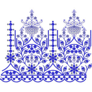Intricate Floral Vine Geometric Scalloped Lace Embroidery Border Design