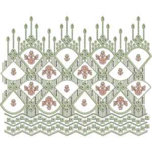 Geometric Arch Floral Lattice Scalloped Lace Embroidery Border Design