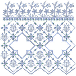 Elegant Geometric Floral Lattice Lace Embroidery Border Design