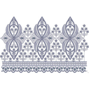 Elegant Layered Paisley Floral Scalloped Lace Embroidery Border Design