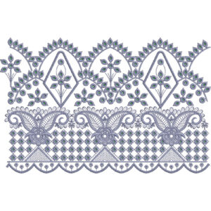 Ornate Floral Arch Scroll Scalloped Lace Embroidery Border Design
