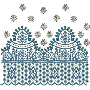 Elegant Floral Dome Lattice Scalloped Lace Embroidery Border Design