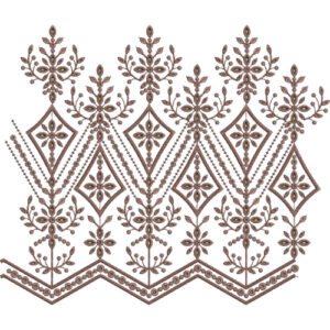 Elegant Diamond Floral Vine Scalloped Lace Embroidery Border Design