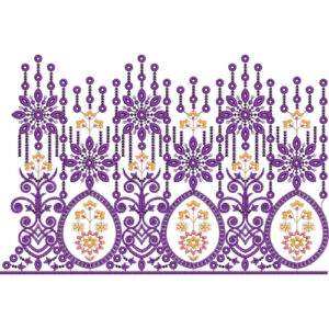 Ornate Floral Medallion Drop Lace Embroidery Border Design