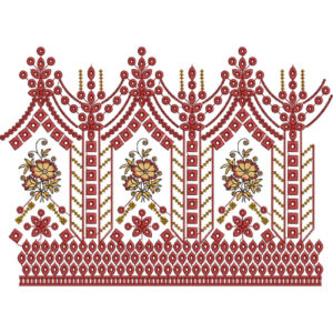 Ornate Arch Floral Geometric Lace Embroidery Border Design