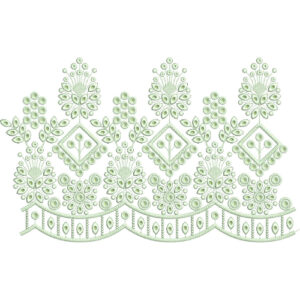Delicate Floral Diamond Scalloped Lace Embroidery Border Design