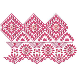 Bold Diamond Floral Scalloped Lace Embroidery Border Design