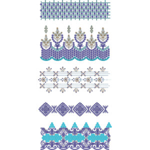 Elegant Diamond Lattice Floral Scalloped Lace Embroidery Border Design