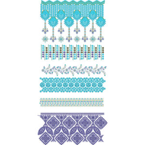 Elegant Multi-Pattern Lace Embroidery Border Collection Design
